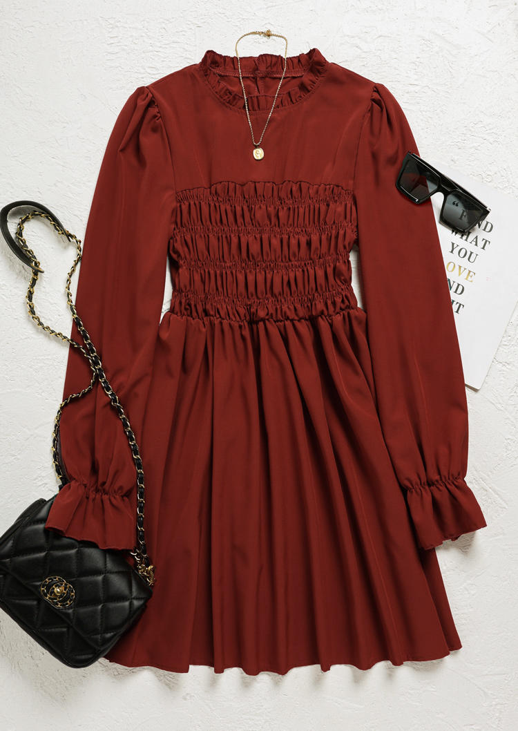 Mini Dresses Ruffled Smocked Button Long Sleeve Mini Dress - Burgundy in Red. Size
Mini Dresses Ruffled Smocked Button Long Sleeve Mini Dress - Burgundy in Red. Size