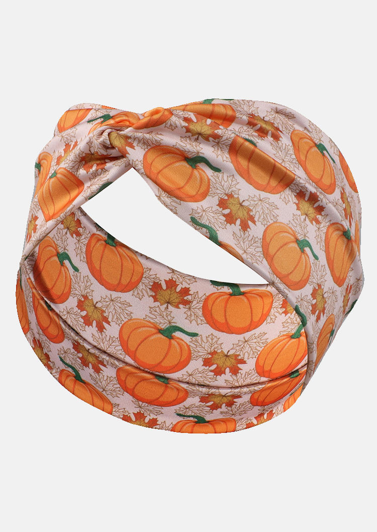 Pumpkin Maple Leaf Twist Wide Headband in Orange. Size 
Pumpkin Maple Leaf Twist Wide Headband in Orange. Size