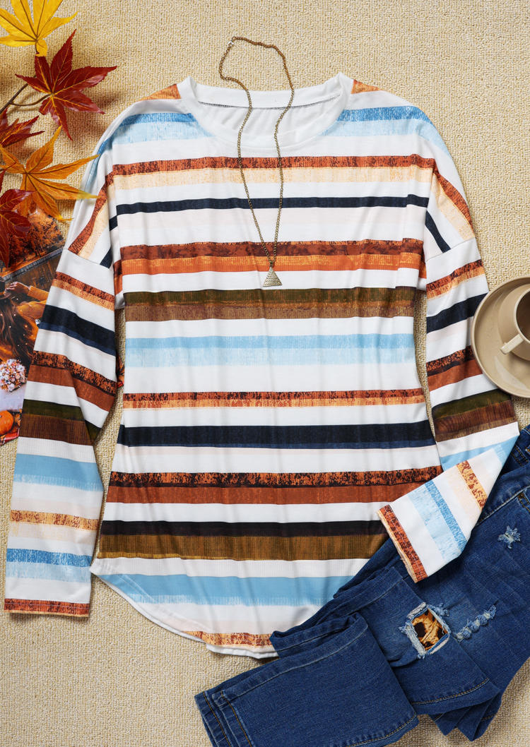 Blouses Colorful Striped O-Neck Long Sleeve Blouse - Orange in Multicolor. Size
Blouses Colorful Striped O-Neck Long Sleeve Blouse - Orange in Multicolor. Size