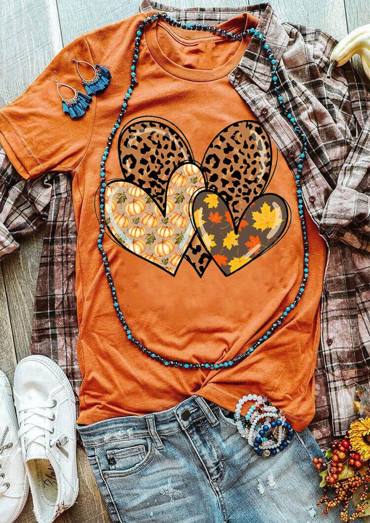 T-shirts Tees Leopard Pumpkin Maple Leaf Heart O-Neck T-Shirt Tee in Orange. Size
T-shirts Tees Leopard Pumpkin Maple Leaf Heart O-Neck T-Shirt Tee in Orange. Size