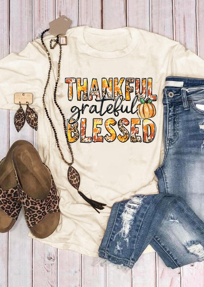 T-shirts Tees Thankful Grateful Blessed Pumpkin Leopard T-Shirt Tee - Light Yellow in Yellow. Size: M
T-shirts Tees Thankful Grateful Blessed Pumpkin Leopard T-Shirt Tee - Light Yellow in Yellow. Size: M