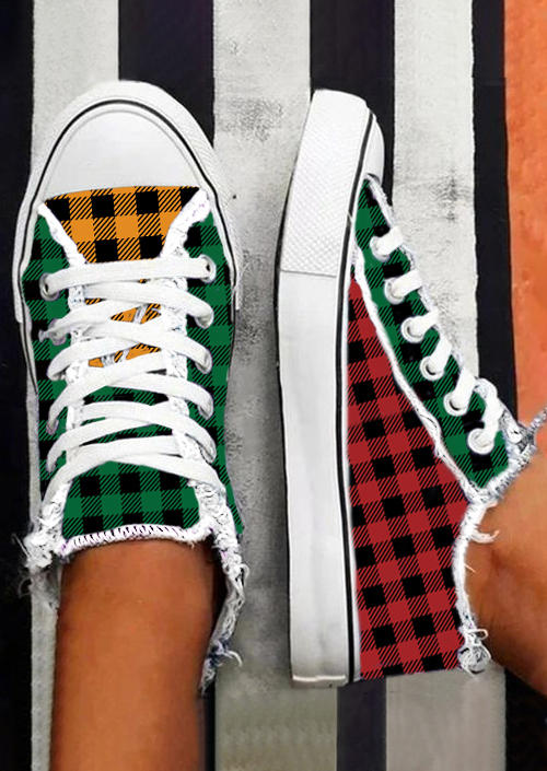 Sneakers Color Block Plaid Frayed Lace Up Flat Sneakers in Multicolor. Size: ,38,39,40,41
Sneakers Color Block Plaid Frayed Lace Up Flat Sneakers in Multicolor. Size: ,38,39,40,41