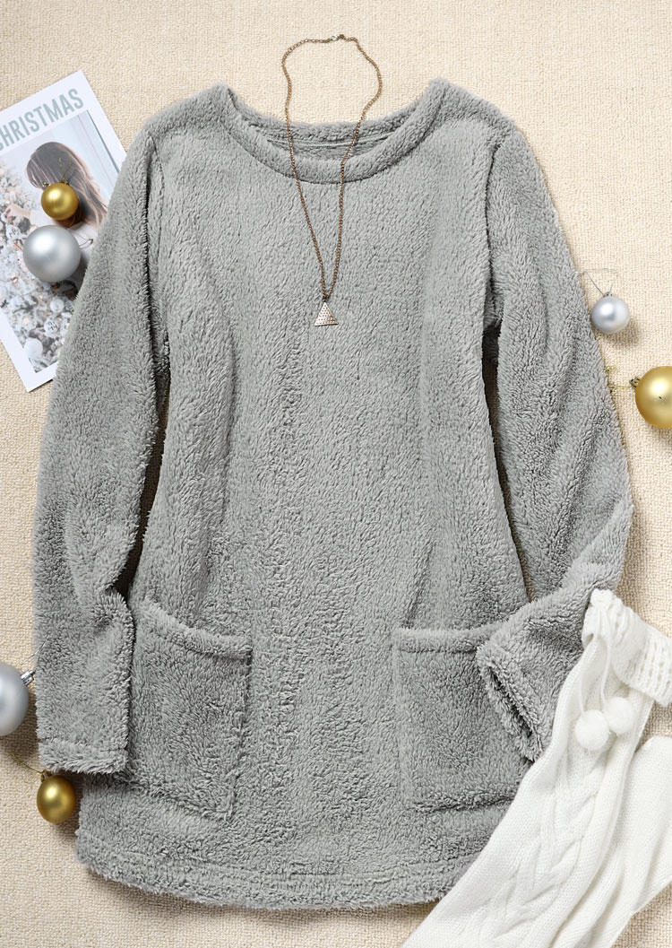 Sweater Dresses Plush Pocket Long Sleeve O-Neck Sweater Dress in Gray. Size: ,XL
Sweater Dresses Plush Pocket Long Sleeve O-Neck Sweater Dress in Gray. Size: ,XL