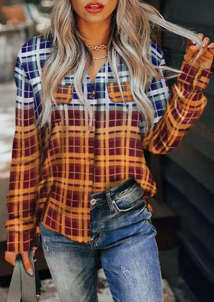 Shirts Gradient Plaid Decorative Fake Pocket Long Sleeve Shirt in Multicolor. Size
Shirts Gradient Plaid Decorative Fake Pocket Long Sleeve Shirt in Multicolor. Size