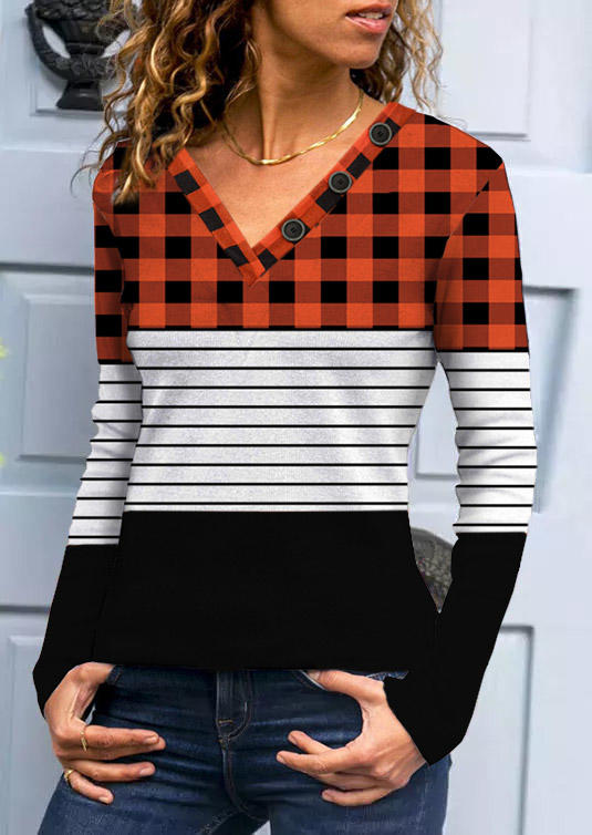 Blouses Buffalo Plaid Striped Color Block Button V-Neck Blouse in Multicolor. Size
Blouses Buffalo Plaid Striped Color Block Button V-Neck Blouse in Multicolor. Size