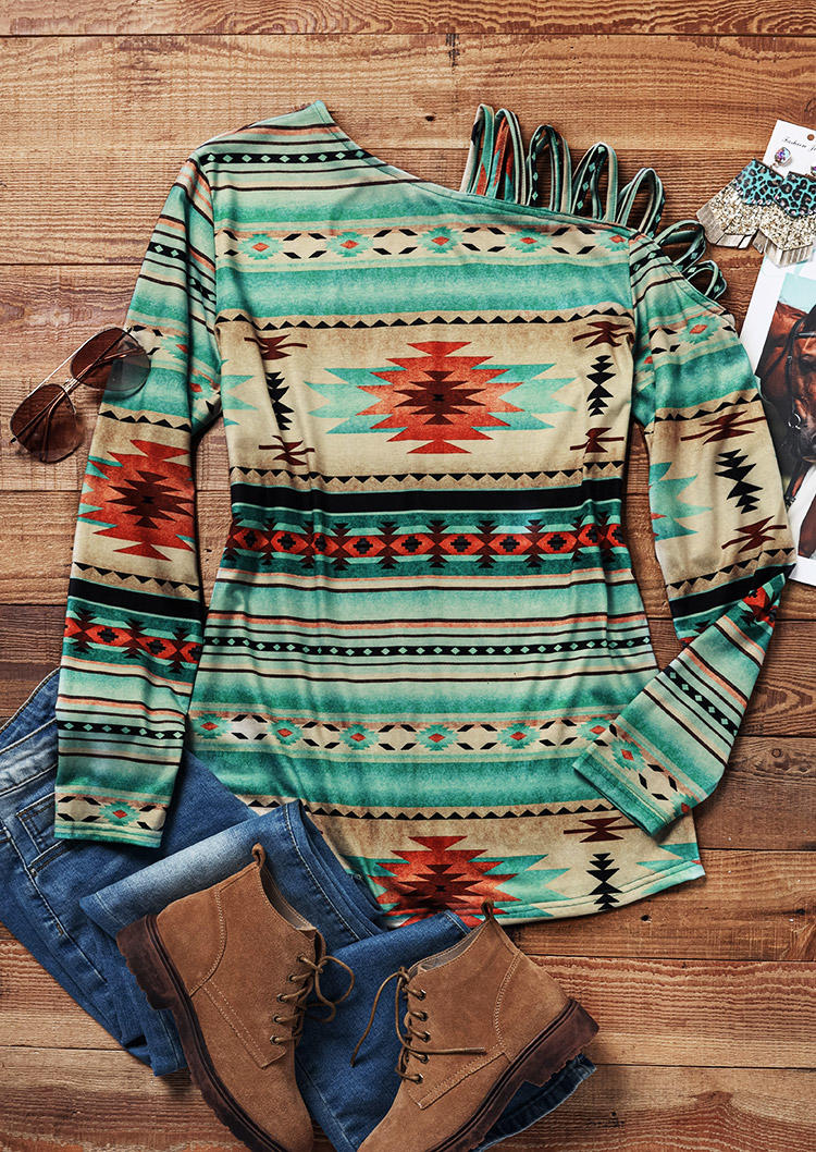 Blouses Aztec Geometric Criss-Cross One Sided Cold Shoulder Blouse in Multicolor. Size
Blouses Aztec Geometric Criss-Cross One Sided Cold Shoulder Blouse in Multicolor. Size