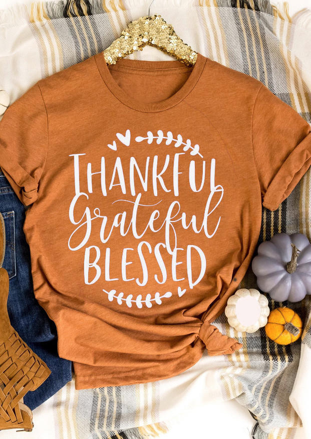 T-shirts Tees Thankful Grateful Blessed Heart O-Neck T-Shirt Tee in Orange. Size
T-shirts Tees Thankful Grateful Blessed Heart O-Neck T-Shirt Tee in Orange. Size