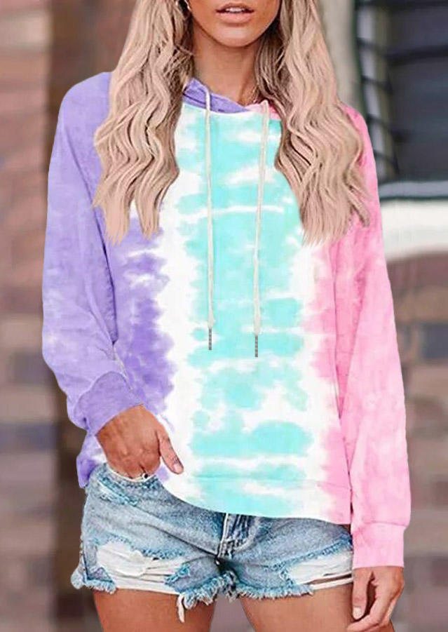 Hoodies Tie Dye Color Block Raglan Sleeve Drawstring Hoodie in Multicolor. Size: L
Hoodies Tie Dye Color Block Raglan Sleeve Drawstring Hoodie in Multicolor. Size: L