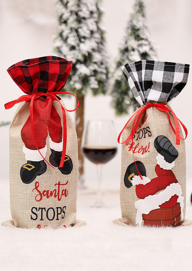 Christmas Decoration Christmas Santa Stops Here Plaid Wine Bottle Bag in Black,Red. Size
Christmas Decoration Christmas Santa Stops Here Plaid Wine Bottle Bag in Black,Red. Size