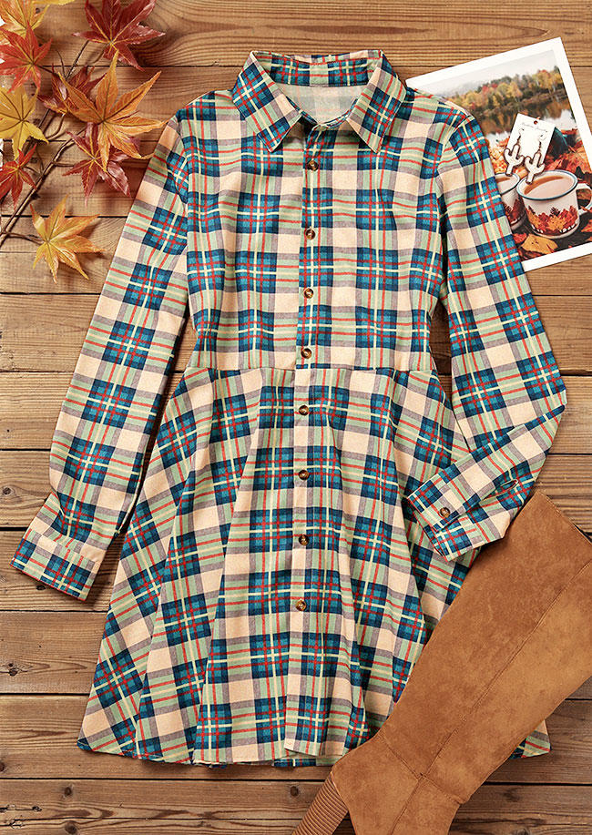 Mini Dresses Plaid Button Turn-Down Collar Shirt Mini Dress in Multicolor. Size: L,M,,XL
Mini Dresses Plaid Button Turn-Down Collar Shirt Mini Dress in Multicolor. Size: L,M,,XL