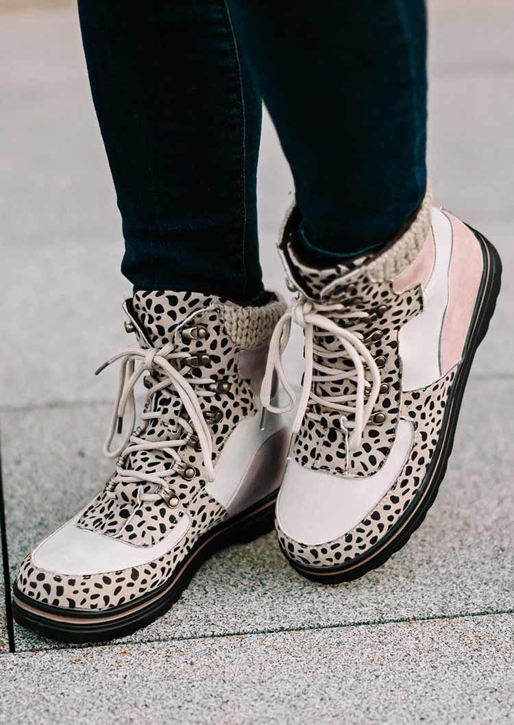 Boots Leopard Color Block High Top Lace Up Martin Boots in Multicolor. Size
Boots Leopard Color Block High Top Lace Up Martin Boots in Multicolor. Size