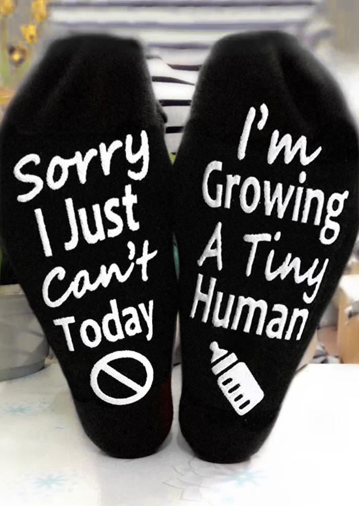 Crew Socks Sorry I Just Can't Today I'm Growing A Tiny Human Crew Socks in Black. Size
Crew Socks Sorry I Just Can't Today I'm Growing A Tiny Human Crew Socks in Black. Size