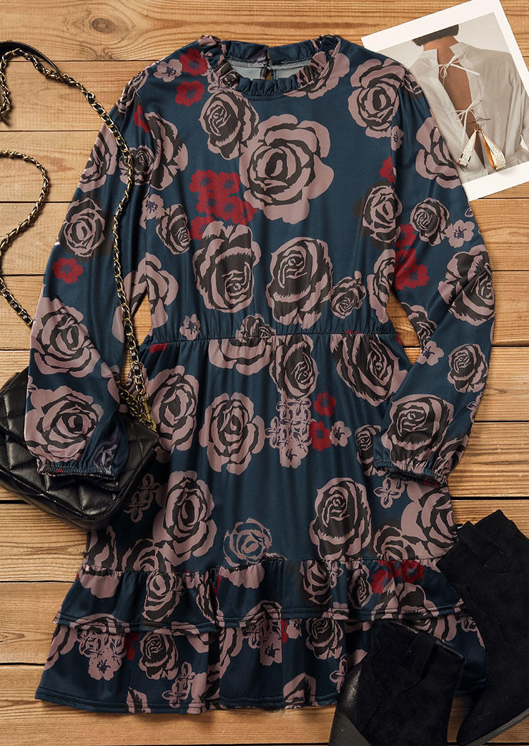 Mini Dresses Floral Ruffled Button Long Sleeve Mini Dress - Navy Blue in Blue. Size
Mini Dresses Floral Ruffled Button Long Sleeve Mini Dress - Navy Blue in Blue. Size