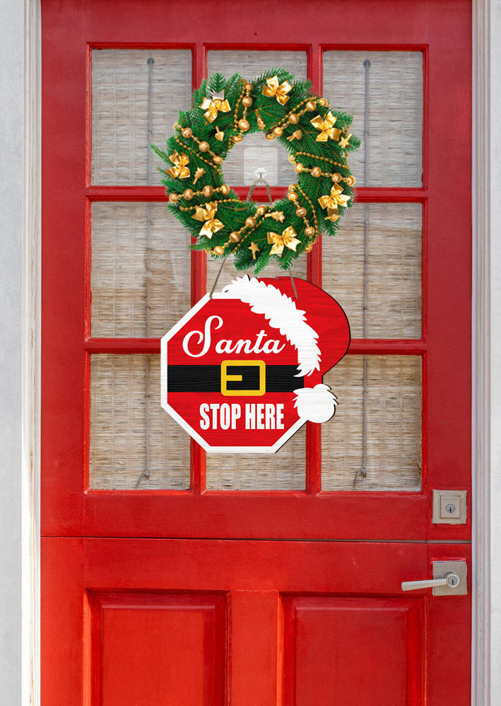 Christmas Decoration Christmas Santa Stop Here Wooden Hanging Ornament in Multicolor. Size
Christmas Decoration Christmas Santa Stop Here Wooden Hanging Ornament in Multicolor. Size