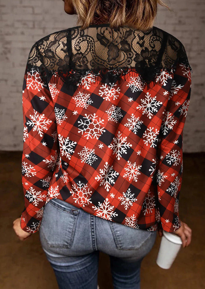 Blouses Christmas Snowflake Plaid Lace Splicing Blouse in Multicolor. Size: L,M,,XL
Blouses Christmas Snowflake Plaid Lace Splicing Blouse in Multicolor. Size: L,M,,XL