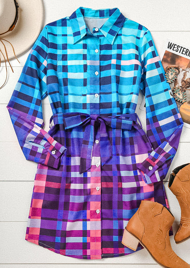 Mini Dresses Gradient Plaid Button Long Sleeve Mini Dress in Multicolor. Size: L,M,,XL
Mini Dresses Gradient Plaid Button Long Sleeve Mini Dress in Multicolor. Size: L,M,,XL