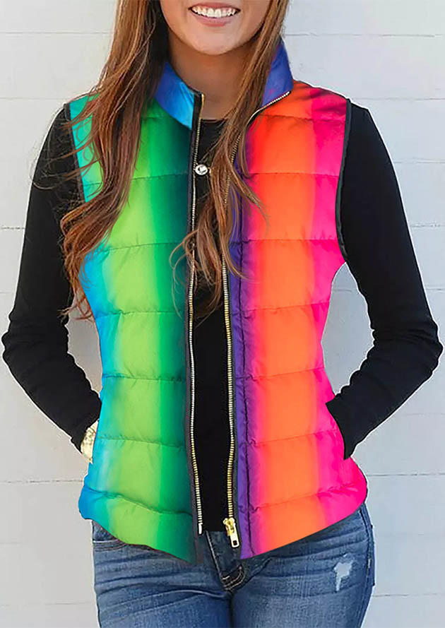 Coats Gradient Color Block Pocket Zipper Vest Coat in Multicolor. Size: L,M,,XL
Coats Gradient Color Block Pocket Zipper Vest Coat in Multicolor. Size: L,M,,XL