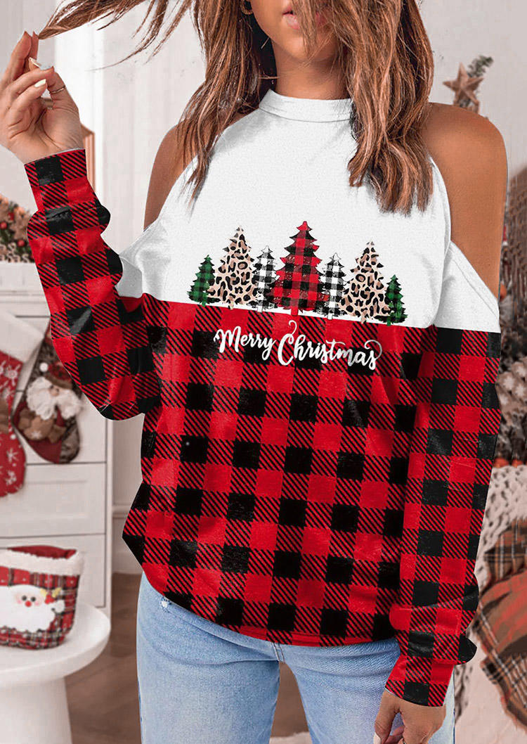Blouses Merry Christmas Leopard Plaid Tree Cold Shoulder Blouse in Multicolor. Size: L,M,,XL
Blouses Merry Christmas Leopard Plaid Tree Cold Shoulder Blouse in Multicolor. Size: L,M,,XL