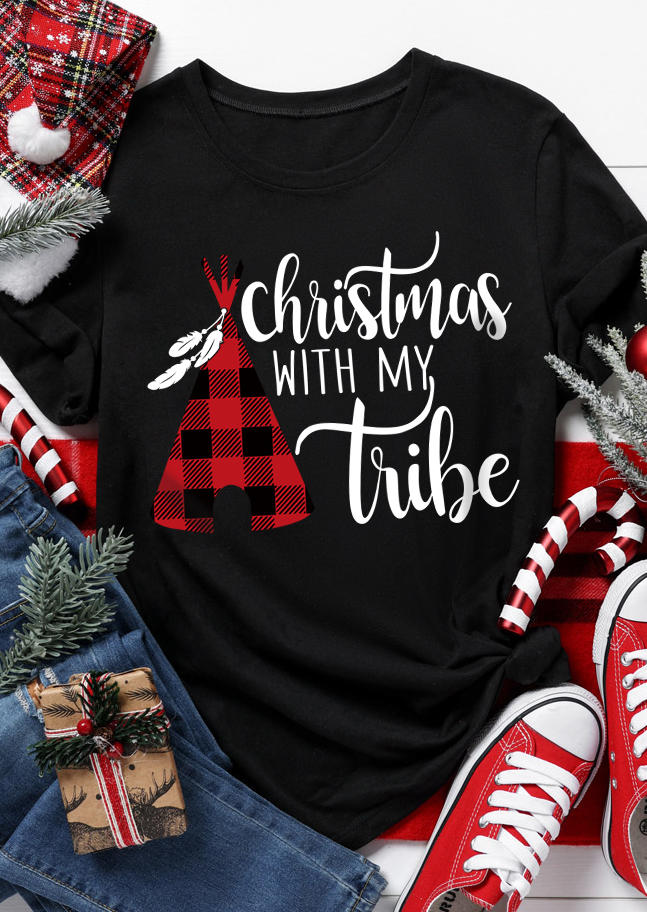 T-shirts Tees Christmas With My Tribe Plaid T-Shirt Tee in Black. Size: L,M,,XL
T-shirts Tees Christmas With My Tribe Plaid T-Shirt Tee in Black. Size: L,M,,XL