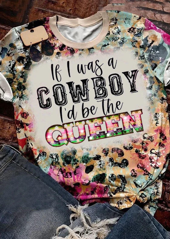 T-shirts Tees If I Was A Cowboy I'd Be The Queen Leopard Bleached T-Shirt Tee in Multicolor. Size: L,M,,XL
T-shirts Tees If I Was A Cowboy I'd Be The Queen Leopard Bleached T-Shirt Tee in Multicolor. Size: L,M,,XL
