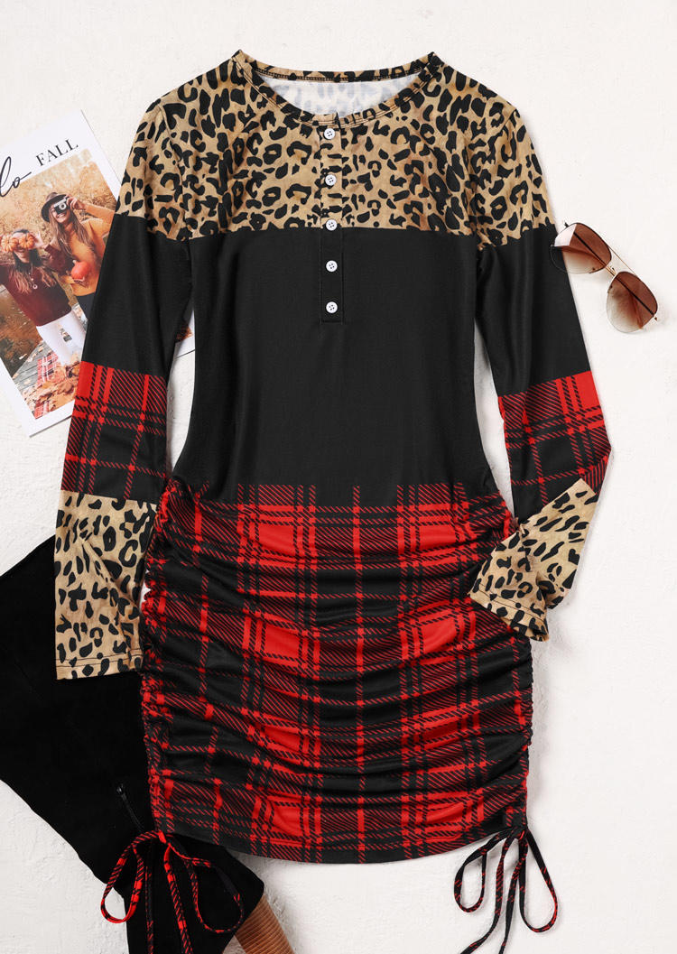 Bodycon Dresses Plaid Leopard Button Ruched Bodycon Dress in Multicolor. Size: L,M,,XL
Bodycon Dresses Plaid Leopard Button Ruched Bodycon Dress in Multicolor. Size: L,M,,XL