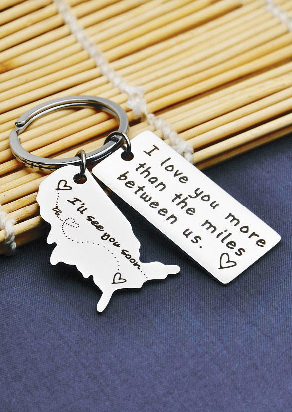 Keychains Valentine I Love You More Than The Miles Between Us Keychain in Silver. Size
Keychains Valentine I Love You More Than The Miles Between Us Keychain in Silver. Size