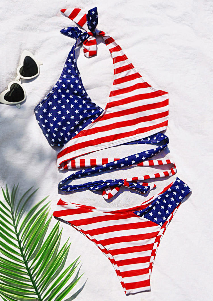 Bikini Sets American Flag Star Striped Halter Tie Bikini Set in Multicolor. Size
Bikini Sets American Flag Star Striped Halter Tie Bikini Set in Multicolor. Size