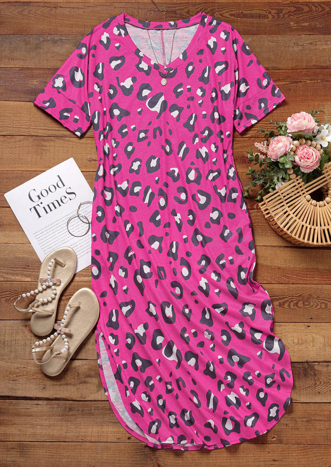 Maxi Dresses Leopard Short Sleeve O-Neck Slit Maxi Dress in Multicolor. Size: L
Maxi Dresses Leopard Short Sleeve O-Neck Slit Maxi Dress in Multicolor. Size: L