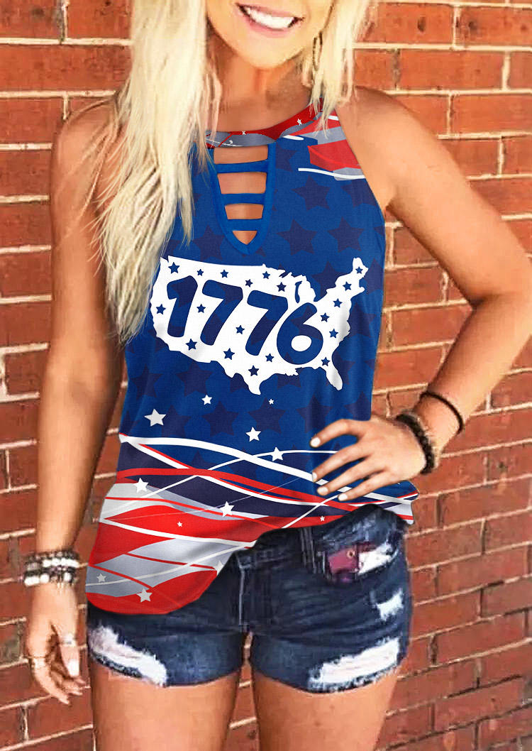 Tank Tops American Flag Star 1776 Keyhole Neck Tank Top in Multicolor. Size: L,M,,XL
Tank Tops American Flag Star 1776 Keyhole Neck Tank Top in Multicolor. Size: L,M,,XL
