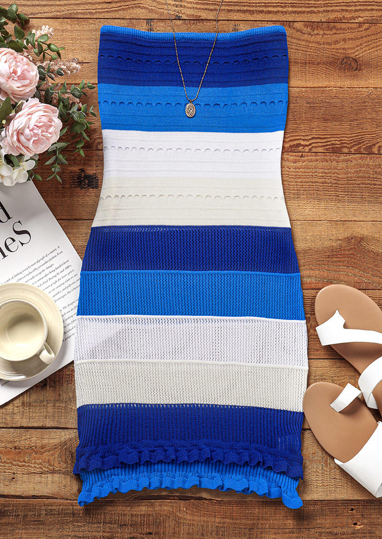 Bodycon Dresses Color Block Ruffled Strapless Bandeau Knitted Bodycon Dress in Multicolor. Size
Bodycon Dresses Color Block Ruffled Strapless Bandeau Knitted Bodycon Dress in Multicolor. Size