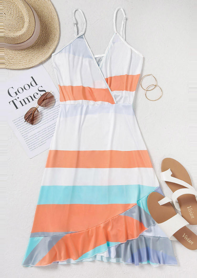 Midi Dresses Striped Color Block Ruffled Spaghetti Strap Midi Dress in Multicolor. Size
Midi Dresses Striped Color Block Ruffled Spaghetti Strap Midi Dress in Multicolor. Size