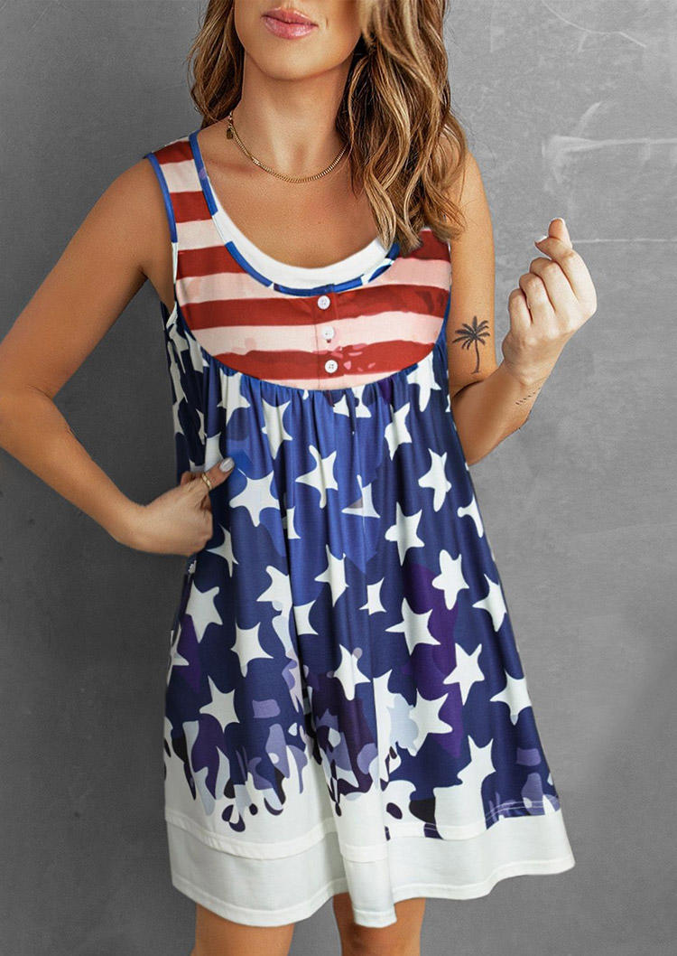 Mini Dresses American Flag Button Fake Two-Piece Mini Dress in Multicolor. Size: L,M,,XL
Mini Dresses American Flag Button Fake Two-Piece Mini Dress in Multicolor. Size: L,M,,XL