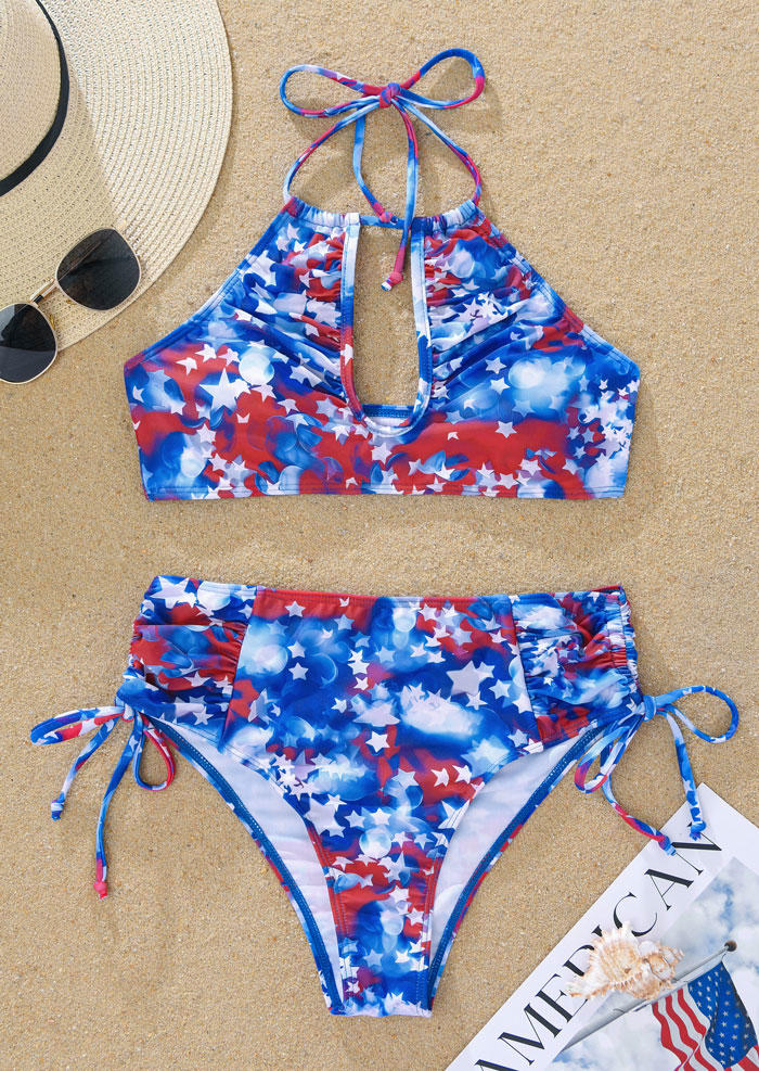 Bikini Sets Star Halter Drawstring Open Back Bikini Set in Multicolor. Size: L,M,,XL
Bikini Sets Star Halter Drawstring Open Back Bikini Set in Multicolor. Size: L,M,,XL