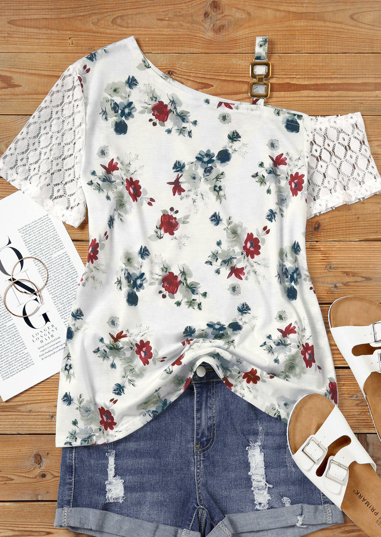 Blouses Floral Lace Metal Chain One Sided Cold Shoulder Blouse in Multicolor. Size
Blouses Floral Lace Metal Chain One Sided Cold Shoulder Blouse in Multicolor. Size