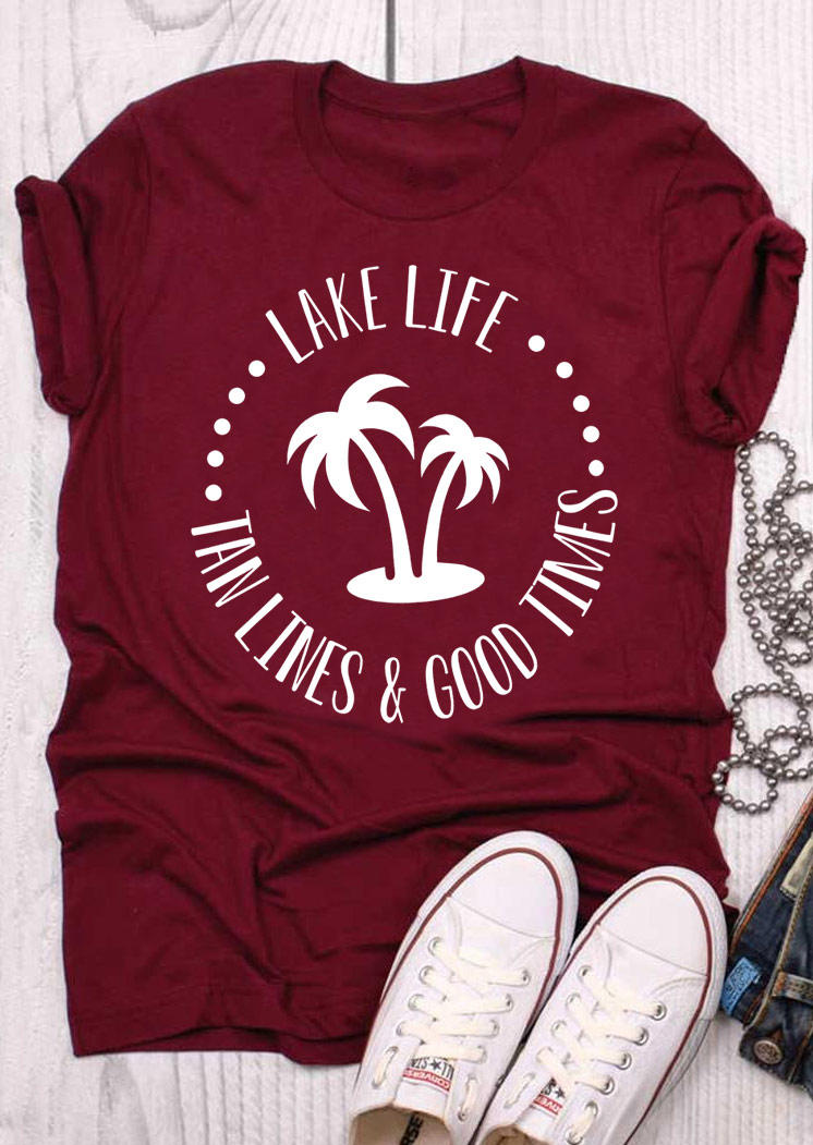 T-shirts Tees Lake Life Tan Lines & Good Times Coconut Tree T-Shirt Tee - Burgundy in Red. Size
T-shirts Tees Lake Life Tan Lines & Good Times Coconut Tree T-Shirt Tee - Burgundy in Red. Size