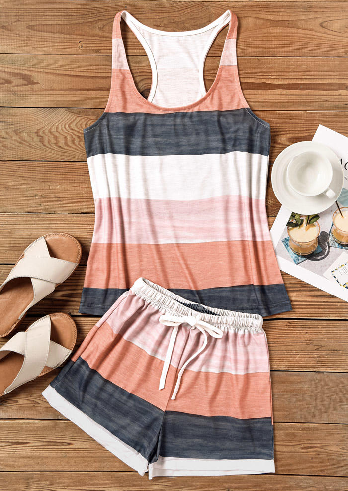 Sleepwear Color Block Racerback Tank And Shorts Pajamas Set in Multicolor. Size
Sleepwear Color Block Racerback Tank And Shorts Pajamas Set in Multicolor. Size