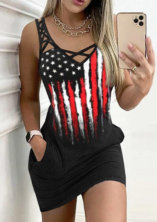 Mini Dresses American Flag Criss-Cross Hollow Out Pocket Mini Dress in Black. Size
Mini Dresses American Flag Criss-Cross Hollow Out Pocket Mini Dress in Black. Size