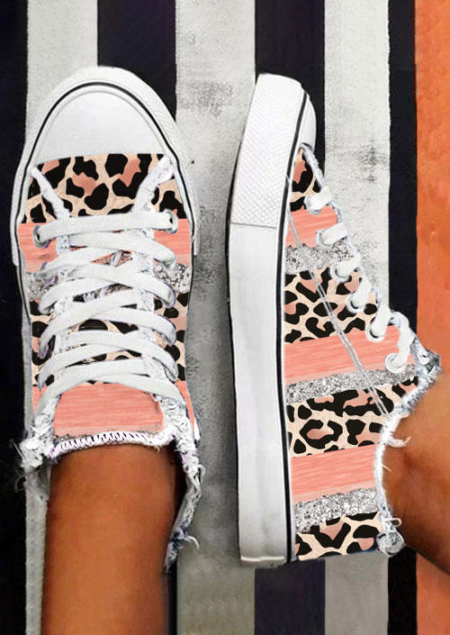 Sneakers Glitter Leopard Lace Up Round Toe Flat Sneakers in Pink. Size: ,38,39,40,41
Sneakers Glitter Leopard Lace Up Round Toe Flat Sneakers in Pink. Size: ,38,39,40,41