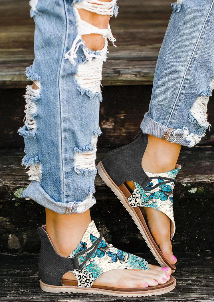 Sandals Leopard Butterfly Zipper Flat Sandals in Multicolor. Size: ,38,39,40,41
Sandals Leopard Butterfly Zipper Flat Sandals in Multicolor. Size: ,38,39,40,41