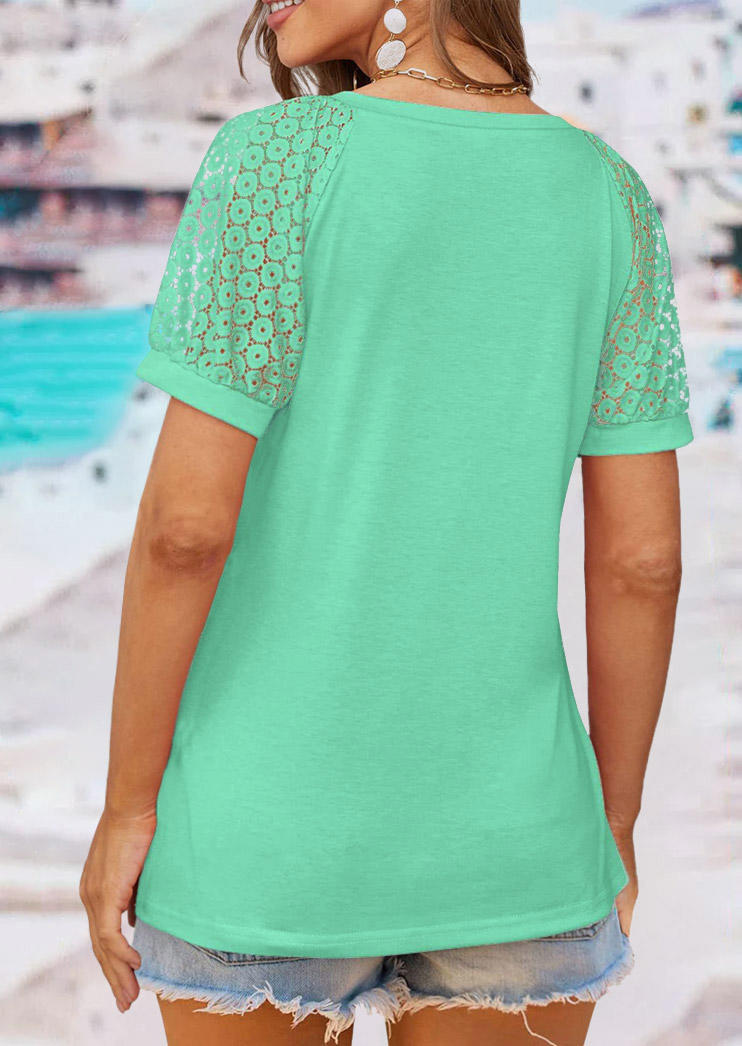 Blouses Floral Lace Splicing V-Neck Blouse - Light Green in Green. Size: L,M,,XL
Blouses Floral Lace Splicing V-Neck Blouse - Light Green in Green. Size: L,M,,XL