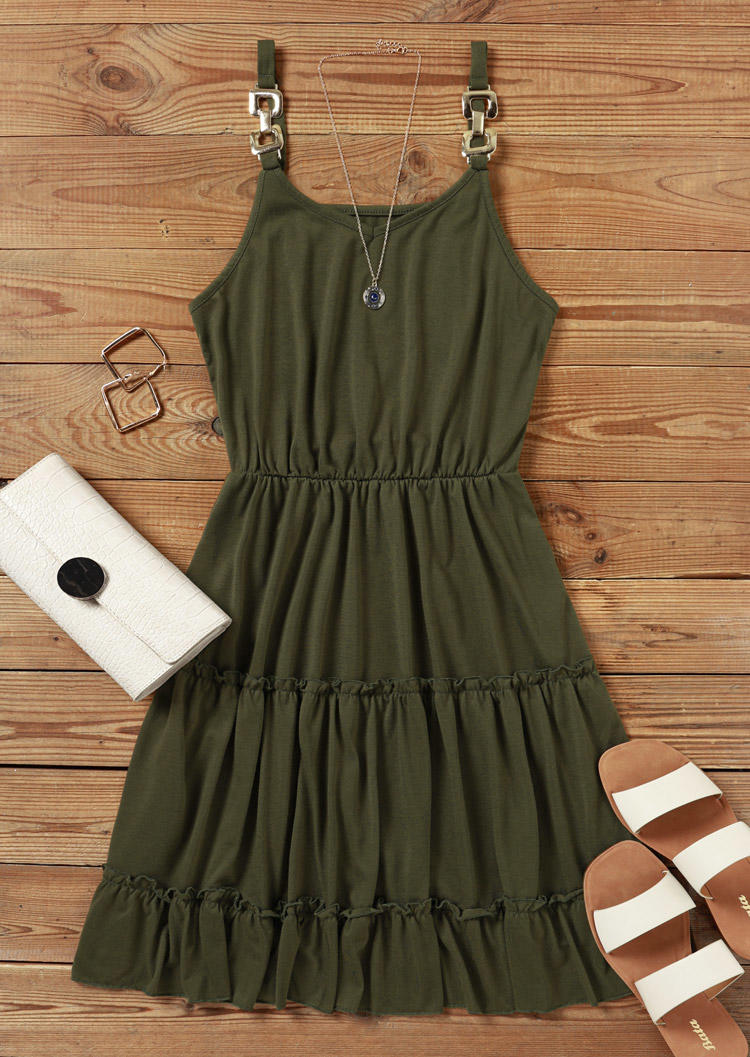 Mini Dresses Ruffled Chains Spaghetti Strap Mini Dress - Army Green in Green. Size: L,M
Mini Dresses Ruffled Chains Spaghetti Strap Mini Dress - Army Green in Green. Size: L,M