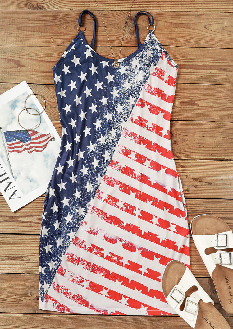 Mini Dresses American Flag Star Striped Pocket Adjustable Spaghetti Strap Mini Dress in Multicolor. Size
Mini Dresses American Flag Star Striped Pocket Adjustable Spaghetti Strap Mini Dress in Multicolor. Size