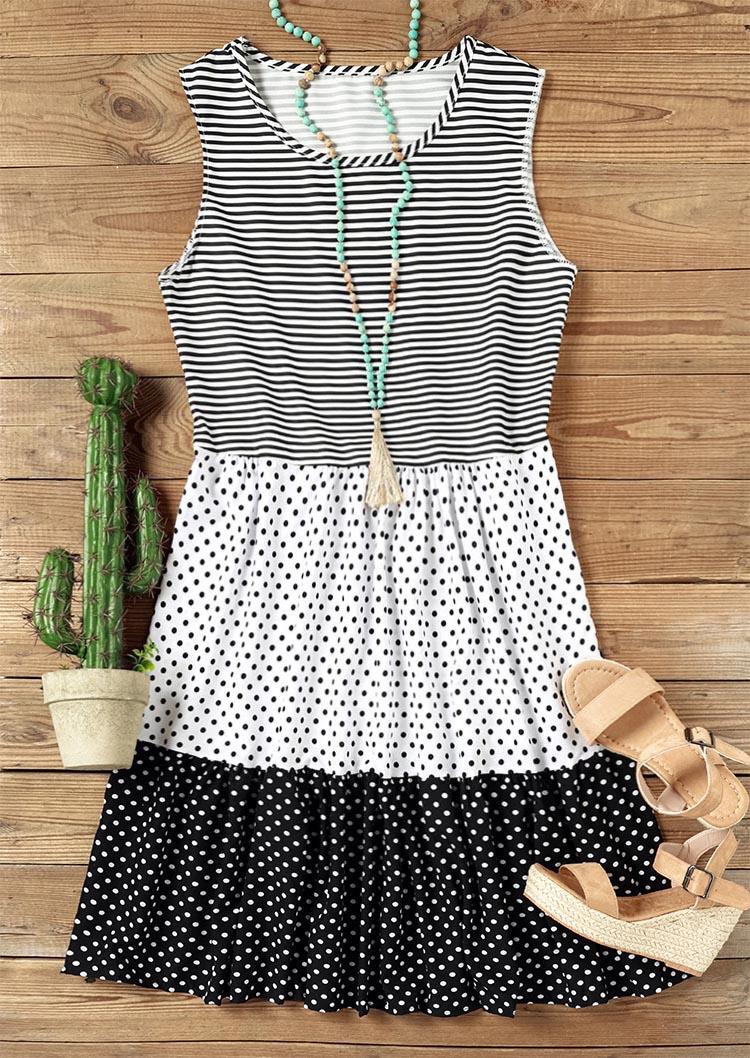 Mini Dresses Color Block Striped Polka Dot Ruffled Sleeveless Mini Dress in Multicolor. Size: M
Mini Dresses Color Block Striped Polka Dot Ruffled Sleeveless Mini Dress in Multicolor. Size: M