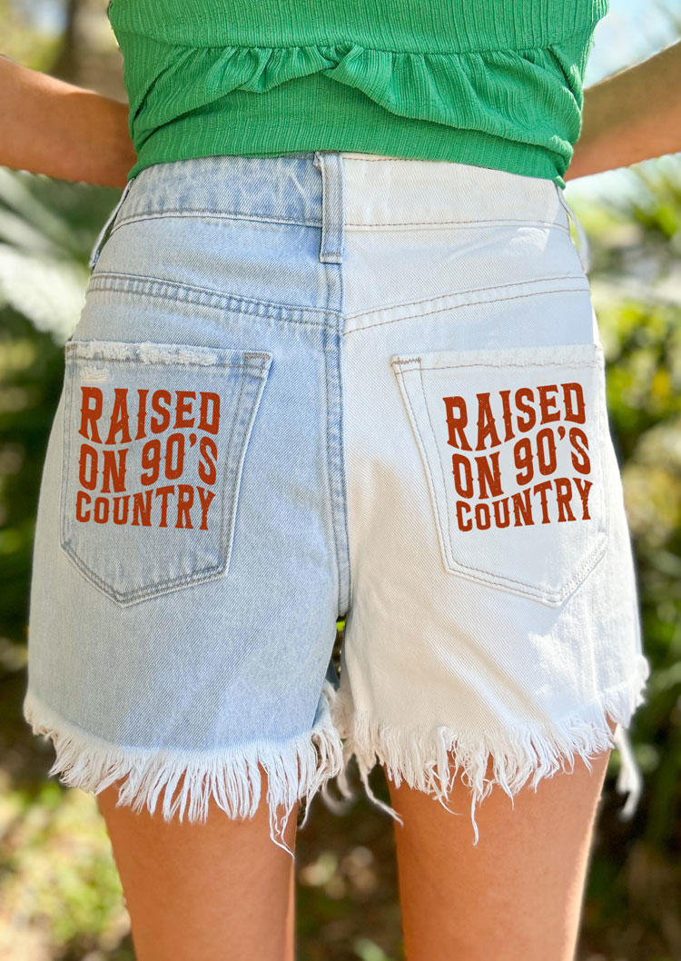 Shorts Raised On 90' Country Color Block Denim Shorts in Multicolor. Size: L,M,,XL
Shorts Raised On 90' Country Color Block Denim Shorts in Multicolor. Size: L,M,,XL