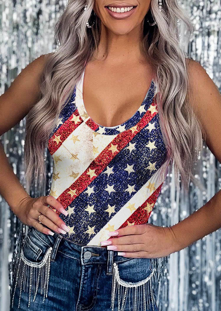 Tank Tops American Flag Color Block Star Ribbed Tank Top in Multicolor. Size: L,M,,XL
Tank Tops American Flag Color Block Star Ribbed Tank Top in Multicolor. Size: L,M,,XL