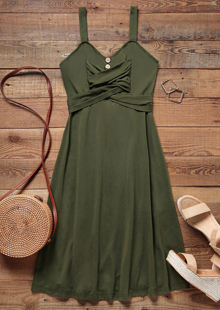Midi Dresses Ruffled Criss-Cross Button Sleeveless Midi Dress - Army Green in Green. Size: ,XL
Midi Dresses Ruffled Criss-Cross Button Sleeveless Midi Dress - Army Green in Green. Size: ,XL