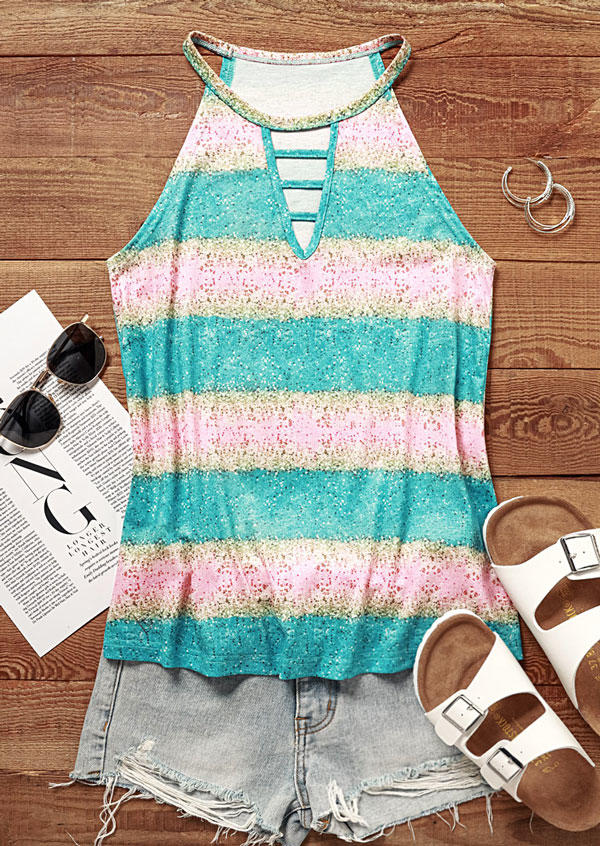 Tank Tops Color Block Striped Glitter Hollow Out Tank Top in Multicolor. Size: L,M,,XL
Tank Tops Color Block Striped Glitter Hollow Out Tank Top in Multicolor. Size: L,M,,XL