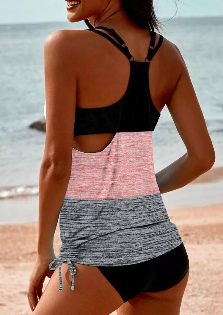 Tankinis Beach Vibes Color Block Hollow Out Racerback Tankini Set in Multicolor. Size: L,M,,XL
Tankinis Beach Vibes Color Block Hollow Out Racerback Tankini Set in Multicolor. Size: L,M,,XL