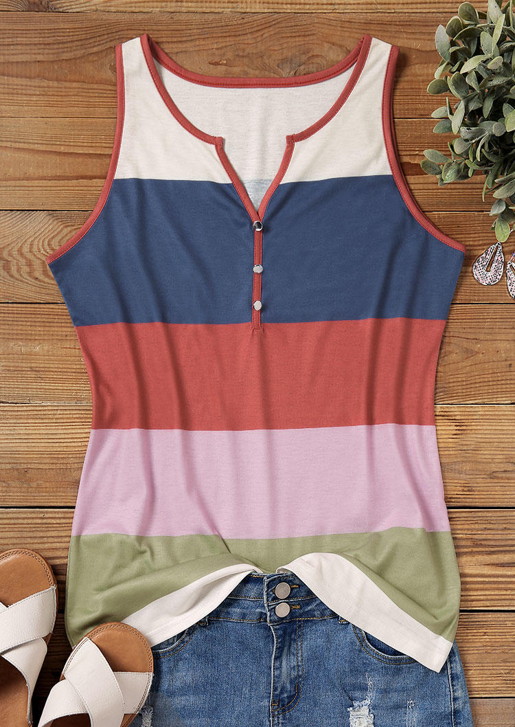 Tank Tops Colorful Striped Button Notched Neck Tank Top in Multicolor. Size: ,XL
Tank Tops Colorful Striped Button Notched Neck Tank Top in Multicolor. Size: ,XL