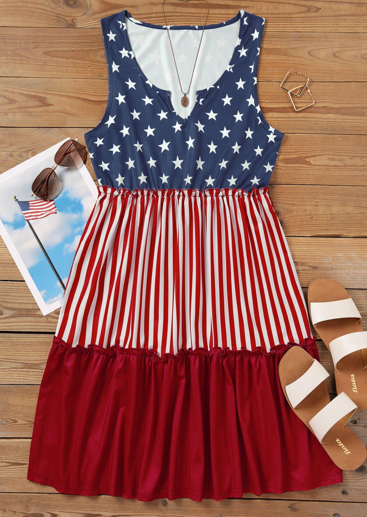 Mini Dresses American Flag Star Vertical Striped Ruffled Mini Dress in Multicolor. Size: L
Mini Dresses American Flag Star Vertical Striped Ruffled Mini Dress in Multicolor. Size: L